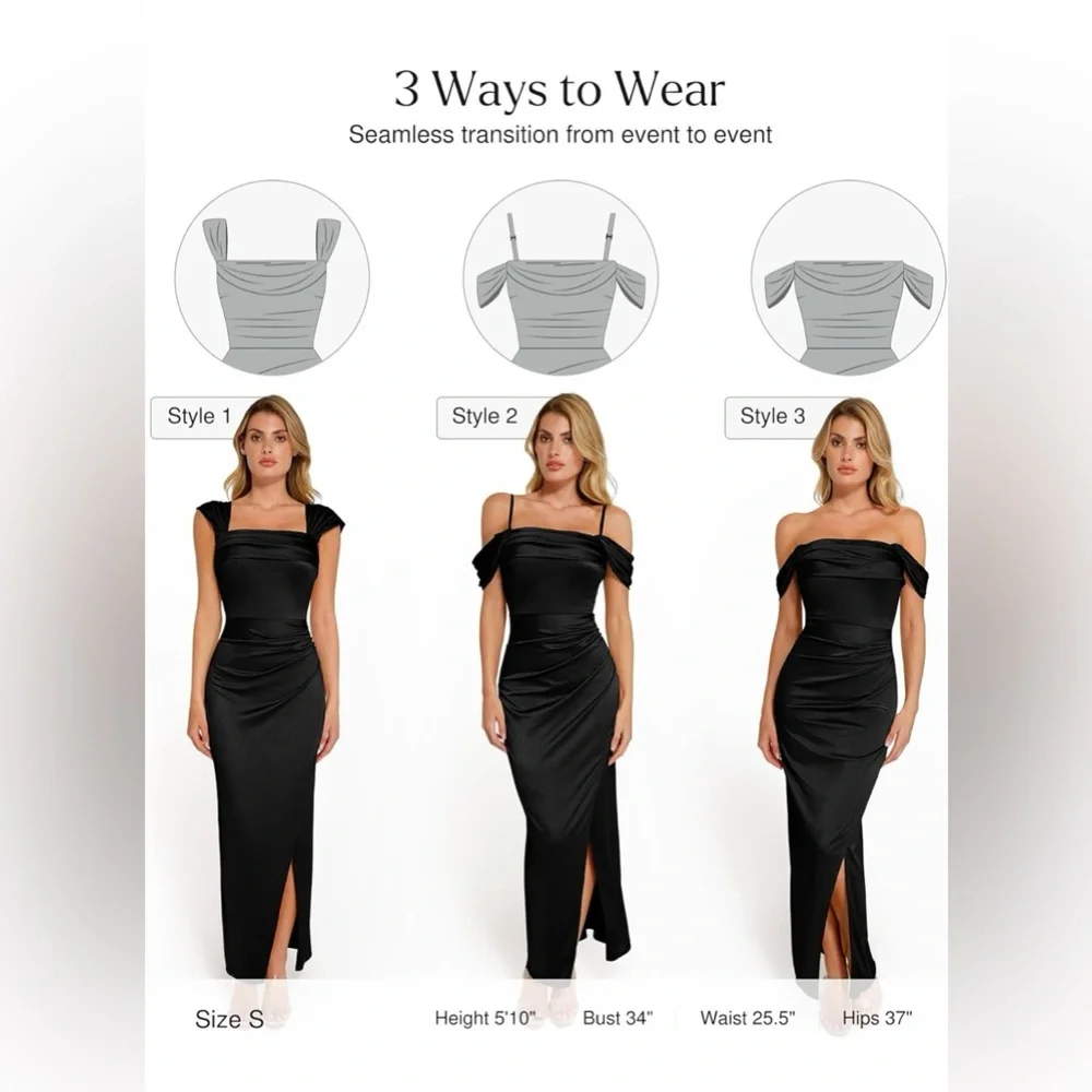 Popilush Shapewear Dress Womens Multi Way Wear Off The Shoulder Maxi Dress